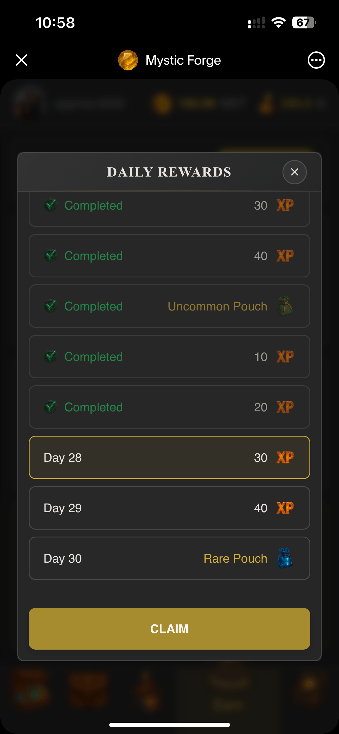 Daily rewards UI
